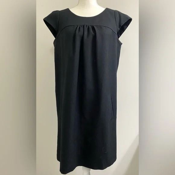 GAP Womens M Solid Black Cap Sleeve Straight Dress Maximalist Preppy Classic - Picture 16 of 16